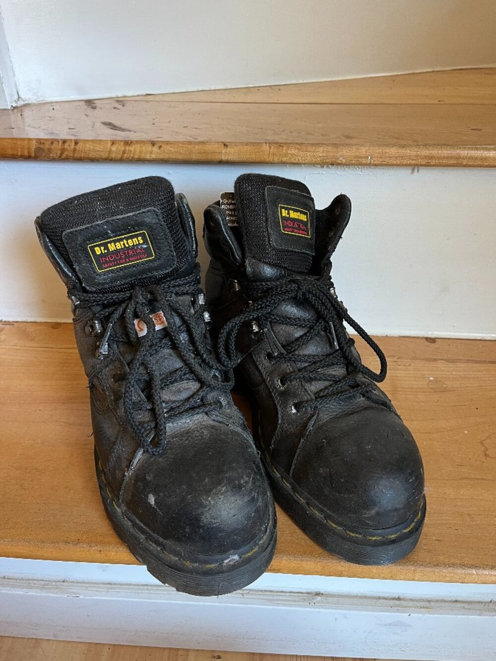 Black Leather Steel Toe Doc Marten Boots,
